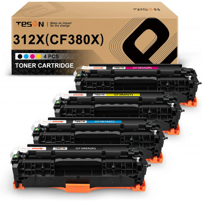  TESEN CF380X Compatible Toner Cartridge Replacement for HP CF380X Color Set 4 Packs
